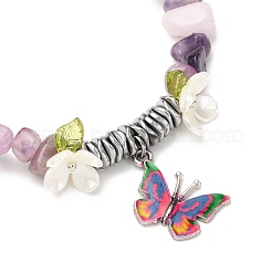 5Pcs Printed Alloy Butterfly Charm Bracelets&nbsp;BJEW-JB12404