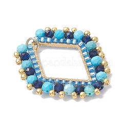 Synthetic Blue Spinel & Dyed Natural Magnesite Faceted Round and Glass Seed Beaded Pendants&nbsp;PALLOY-MZ01167-03