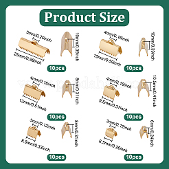 60Pcs 6 Styles 304 Stainless Steel Ribbon Crimp Ends&nbsp;STAS-UN0063-91G