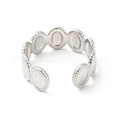 Non-Tarnish 304 Stainless Steel Oval Open Cuff Ring for Men Women&nbsp;RJEW-I085-18P