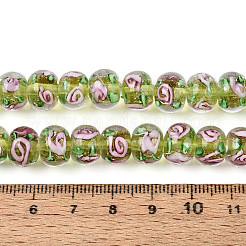Handmade Lampwork Inner Flower Rondelle Beads Strands&nbsp;LAMP-T022-24H