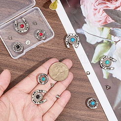 8Pcs 8 Styles Zinc Alloy & Resin Coin Screw Rivet&nbsp;FIND-CP0003-63