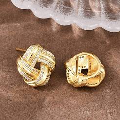 Brass Micro Pave Cubic Zirconia Stud Earrings&nbsp;EJEW-G471-45G