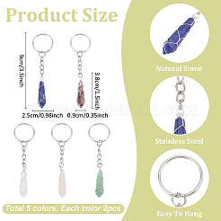 10Pcs 5 Colors Natural Gemstone Keychain&nbsp;KEYC-ME00004