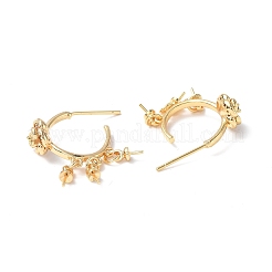 Brass Clear Cubic Zirconia Stud Earring Findings&nbsp;KK-B063-23G