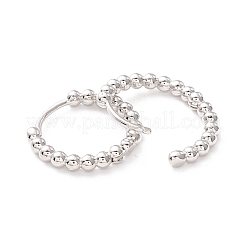 Rack Plating Brass Beaded Huggie Hoop Earrings for Women&nbsp;KK-D069-09P-RS