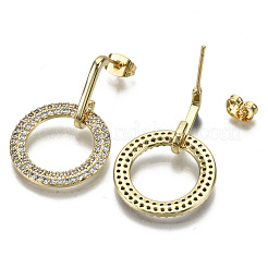 Brass Micro Pave Clear Cubic Zirconia Dangle Stud Earrings&nbsp;EJEW-S208-119-NF