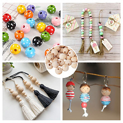 80Pcs 8 Styles Unfinished Natural Wood European Beads&nbsp;WOOD-CW0001-04
