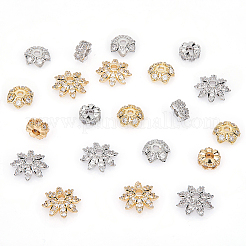 24Pcs 6 Styles Brass Clear Cubic Zirconia Spacer Beads&nbsp;KK-CA0003-63