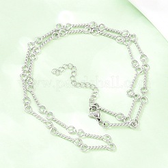4MM 304 Stainless Steel Twisted Bar Link Chain Necklaces for Women Men&nbsp;NJEW-Z115-06P