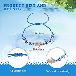 5Pcs 5 Style Rhinestone Evil Eye Link Bracelets Set with Glass & Resin Beaded&nbsp;BJEW-SW00104