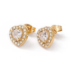 Cubic Zirconia & Rhinestone Heart Stud Earrings&nbsp;EJEW-A080-03M-G