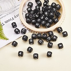 108 Pcs White Cube Silicone Beads Letter Number Square Dice Alphabet Beads with 2mm Hole Spacer Loose Letter Beads for Bracelet Necklace Jewelry Making&nbsp;JX438B