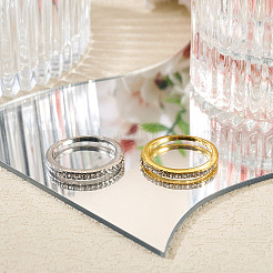 2Pcs 2 Colors Alloy with Crystal Rhinestone Finger Rings&nbsp;RJEW-TADJ0001-01B