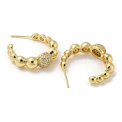 Rack Plating Brass Micro Pave Cubic Zirconia Ring Stud Earrings&nbsp;EJEW-F331-19G