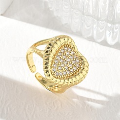 Brass Micro Pave Cubic Zirconia Cuff Open Rings for Women&nbsp;CU-CBA760A-13B-G
