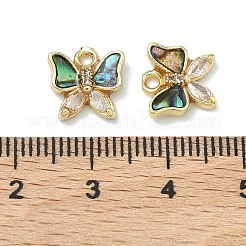 Brass Micro Pave Clear Cubic Zirconia Charms&nbsp;KK-F926-03G