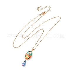 Magnetic Brass Enamel Egg with Girls Locket Pendant Necklaces for Women&nbsp;KK-CBAF5B9-02G-01