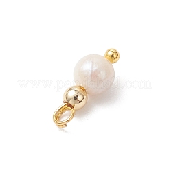 Natural Freshwater Pearl Potato with Brass Beaded Charms&nbsp;PALLOY-JF04946-01