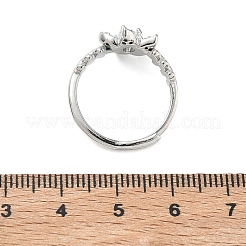 Adjustable Brass Micro Pave Clear Cubic Zirconia Finger Rings&nbsp;RJEW-H268-03P