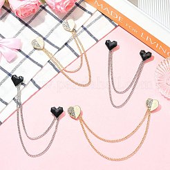 4Pcs 2 Styles Heart Rhinestone Lapel Pins&nbsp;JEWB-CJ0003-34