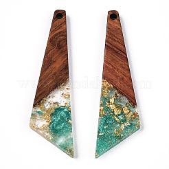 Transparent Resin & Walnut Wood Pendants&nbsp;RESI-N039-70B
