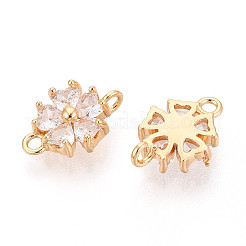 Brass Pave Clear Cubic Zirconia Connector Charms&nbsp;KK-N267-02D-G