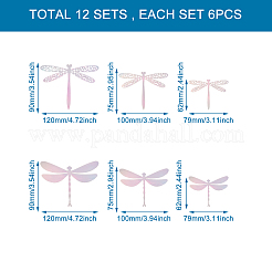 12Sets 6 Style PVC 3D Imitation Hollow Out Dragonfly Wall Stickers&nbsp;DIY-CF0001-04