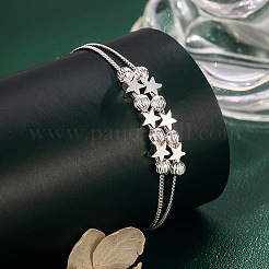 Brass Curb Chain 2-Strand Bracelets for Women&nbsp;WG9F5FA-02