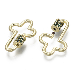 Brass Micro Pave Cubic Zirconia Screw Carabiner Lock Charms&nbsp;KK-R136-070B-NF