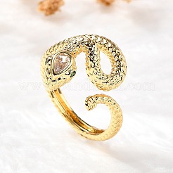 Brass Micro Pave Cubic Zirconia Cuff Rings for Women&nbsp;RJEW-D301-31G