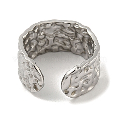 Non-Tarnish 304 Stainless Steel Textured Open Cuff Ring&nbsp;RJEW-C067-05P