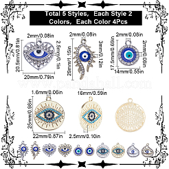 40Pcs 10 Styles Alloy Crystal Rhinestone Pendants&nbsp;FIND-SC0006-73
