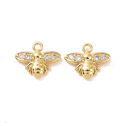 Bee Brass Micro Pave Clear Cubic Zirconia Charms&nbsp;KK-G435-18G
