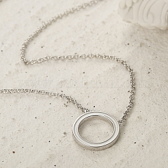 S925 Silver Geometric Circle Collarbone Necklace Fashion Simple Gentle&nbsp;JC3788