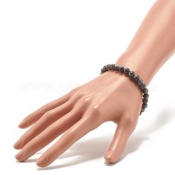 Natural Larvikite Round Beads Stretch Bracelet&nbsp;BJEW-JB07209-03