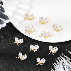 10Pcs Brass Micro Pave Clear Teardrop Cubic Zirconia Pendants&nbsp;KK-BBC0020-47