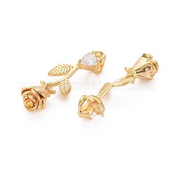 Brass Micro Pave Clear Cubic Zirconia Pendants&nbsp;KK-S360-150-NR