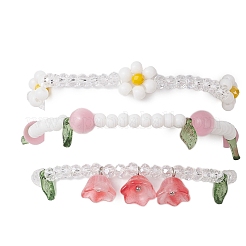 3Pcs 3 Colors Acrylic Charms Bracelets Sets for Women&nbsp;X1-BJEW-TA00577-02