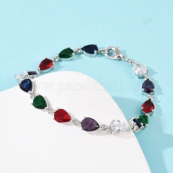 Brass Micro Pave Cubic Zirconia Link Bracelets&nbsp;BJEW-Z138-01P