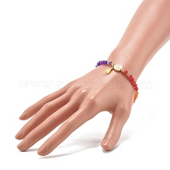 Reiki 7 Chakra Natural Mixed Stone Round Beads Stretch Bracelet for Girl Women&nbsp;BJEW-JB07003-01