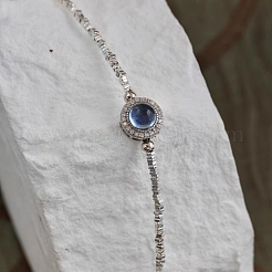 Elegant Silver Bracelet with Natural Blue Topaz and Silver Bamboo&nbsp;UM2685-1