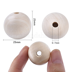 Natural Unfinished Wood Beads&nbsp;WOOD-S651-A25mm-LF