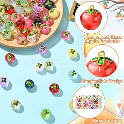 60Pcs 12 Colors Transparent Glass Apple Pendants&nbsp;DGLA-CJ0001-03