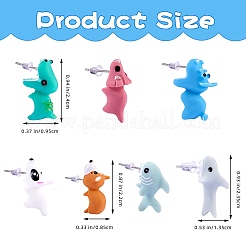 7Pair 7 Style Cute Animal Resin Stud Earrings&nbsp;EJEW-SZ0001-59