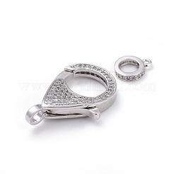 Brass Micro Pave Cubic Zirconia Lobster Claw Clasps&nbsp;ZIRC-F110-01B-P