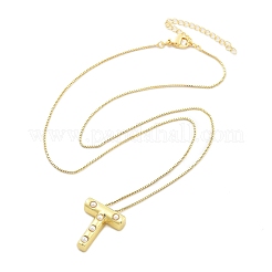 Brass & Plastic Pearl Letter Pendant Box Chain Necklaces for Women&nbsp;LS-NJEW-U017-01G-20