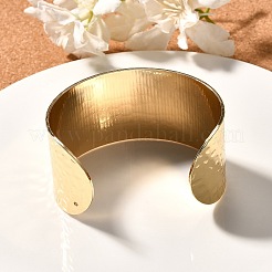 304 Stainless Steel Textured Wide Open Cuff Bangles for Women&nbsp;BJEW-Z067-01G-01