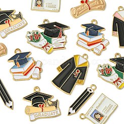 14Pcs 7 Styles Graduation Season Alloy Enamel Pendants&nbsp;ENAM-FS0001-80
