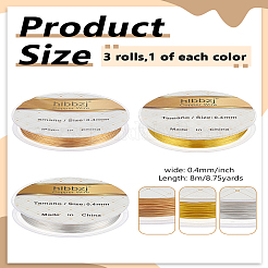3 Rolls 3 Colors Round Copper Wire&nbsp;CWIR-LP0001-06C